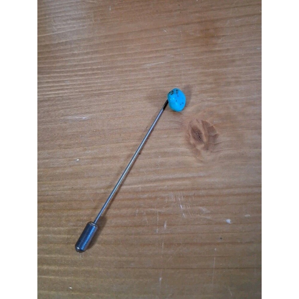 Vtg 3" Native American Turquoise Stickpin Pin Silver Southwestern Hat